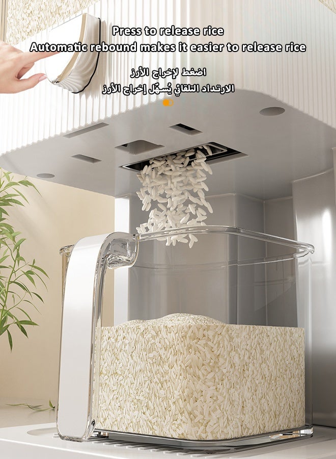 Mishilei Rice Dispenser Rice Storage Box Food Storage Container Grain Storage Compartment Sealed Moisture Proof with Measuring Cup for Home Kitchen Grain, Flour Storage (5KG/10KG) - Image 3